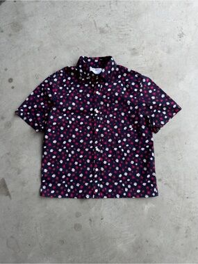 Cropped Boxy Floral Button Up Shirt - S